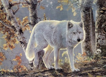Wolf Painting - wolf in birch